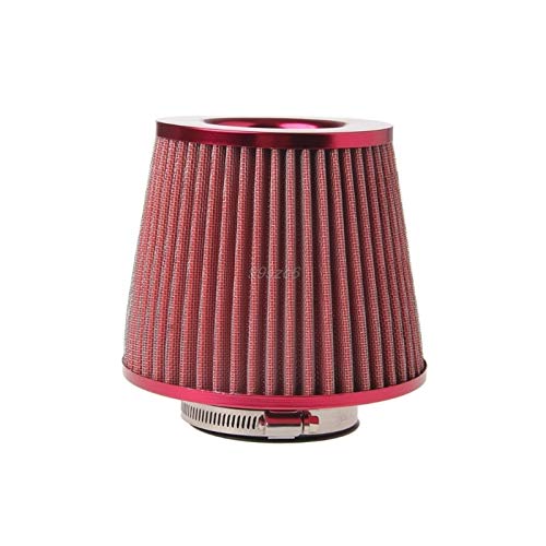 DEMULAX Universal Auto Mechanische Kompressor Coche Fahrzeug Lufteinlass Chrom Open Top Kegel Luftfilter Verschnaufpause 3 "Einlass Sep10 Drop Schiff Auto-Luftfilter(Red) von DEMULAX