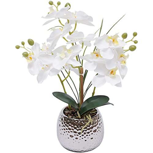 39cm orchideen künstlich, kunstpflanzen wie echt, Plastik Orchidee, Kunstpflanze Phalaenopsis Weiß Blumen Deko, Kunstorchidee Phalaenopsis mit Übertopf Hochzeit Deko von DENEST