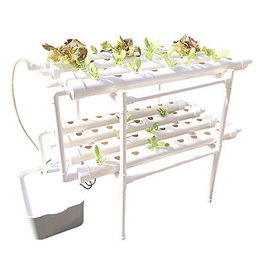 DENEST Hydroponic System mit Timer, Hydroponic Grow Kit mit PVC Hydroponic Pipe Home für Hydroponische, 72 Löcher 8 Rohr Hydroponic System Grow, 2 Schichten Hydroponic System Kit von DENEST