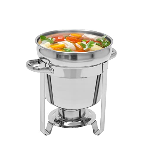 Edelstahl Suppenwärmer 7L Buffetwärmer Ø 23.8 cm Essens Wärmer mit Deckel mit einem Brennpastenbehälter und Suppentopf für Buffet Catering Gastro und Party von DENEST