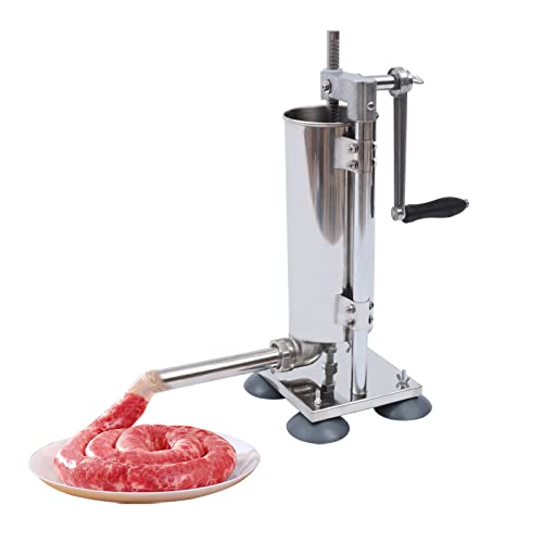 Wurstfüller 3L Profi Wurstmaschine Wurstfüller Edelstahl, Wurstpresse, Wurstfüllmaschine mit Entlüftungsventil und Handkurbel, Fleischwolf Edelstahl (3L 13-teiliges Set) von DENEST