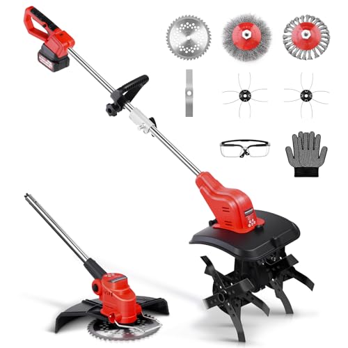 2-IN-1 Doppelmotorkopf AKKu Gartenfräse und Rasentrimmer mit 4000mAh Akku, Akku Bodenhacke mit 5 Klingentypen und Unkrautbürste, Akku Motorhacke für Klein Beet & Garten 2-IN-1 Doppelmotorkopf AKKu Gartenfräse und Rasentrimmer mit 4000mAh Akku, Akku Bodenhacke mit 5 Klingentypen und Unkrautbürste, Akku Motorhacke für Klein Beet & Garten von DENEWERK