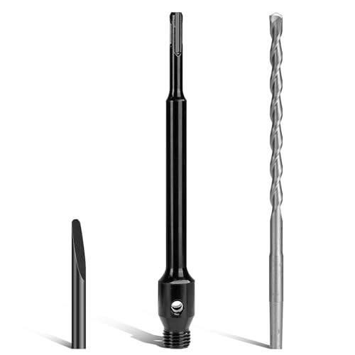 SDS PLUS Aufnahmeschaft Verlängerung 250mm mit Zentrierbohrer (Gewinde M22 auf SDS PLUS) Adapter für Kernbohrkrone Diamant Bohrkrone Lochsägen von DENEWERK