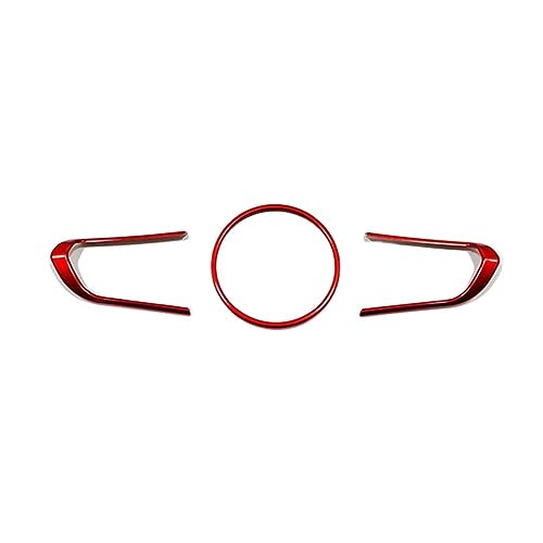 Auto Lenkrad Abdeckung Carbon Rot Silber Schalter Aufkleber Rahmen Trim Für Mazda 3 MX-30 CX-50 CX-60 CX-30 Zubehör 2022-2023(Red 23) von DENGG