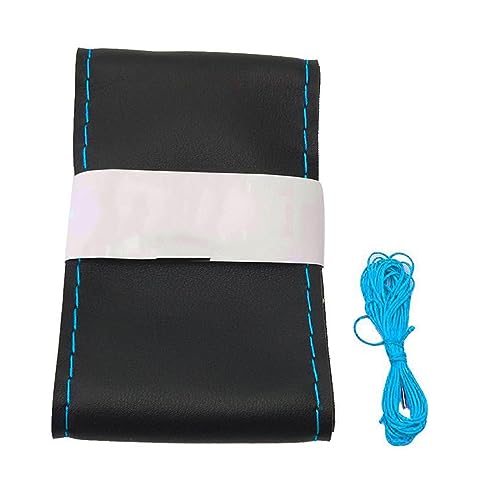 DENGG 36/38/40CM DREI Stile DIY Auto Lenkrad Abdeckung Auto Lenkrad Geflecht Abdeckung Mit Nadeln Und Faden Künstliche Leder Auto-Lenkschutzabdeckung Lenkrad (Color : 36cm Black Blue) von DENGG