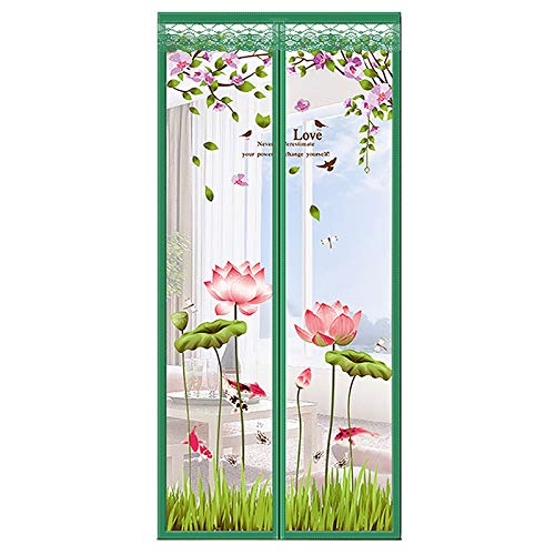 DENGZH Magnet Fliegengitter Tür Magnet Insektenschutz Tür, verstärkt Magnet Fliegenvorhang für Balkontür Wohnzimmer Terrassentür, Klebemontage Ohne Bohren (Color : Green, Größe : 85x220cm(33x87inch)) von DENGZH