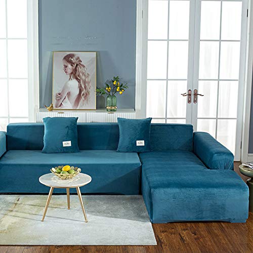 DENGZH Velvet Sofabezug L Form,Stretch Plüsch Sofa Überwürfe Sofahusse Ecksofa Elastisch Schonbezug Antirutsch Eckcouch überwurf Sofaschoner Sofa Abdeckung （L-förmiges Ecksofa erfordert Zwei） von DENGZH