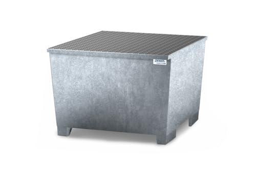 Denios Auffangwanne aus Stahl | verzinkter Gitterrost | ohne Abfüllbock | silber | BxHxT 1120 x 1040 x 1300 mm | Volumen 1000 Liter | 1 Fass | Arbeitssicherheit Notfall-Umweltschutz-Produkte von DENIOS