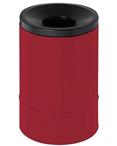 Selbstlöschender Papierkorb, 30 Liter, Stahl, rot mit schwarzem Deckel von DENIOS