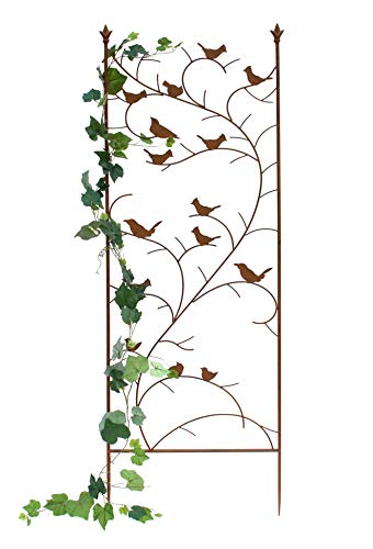 Rankhilfe Metall mit 15 Vögel 150 cm Blumengitter Freistehend Rankgitter 120705 Steckzaun Kletterhilfe von DENK