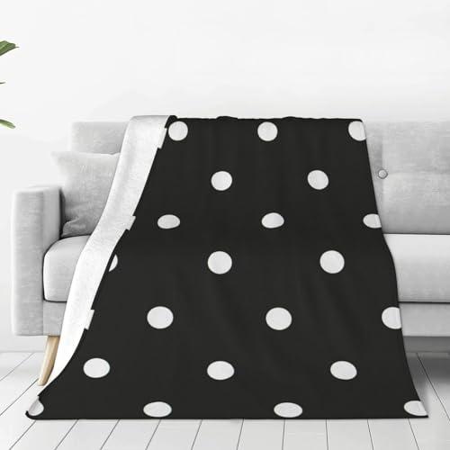 DENMER Dot Black & White Ultraweiche Micro-Fleece-Decke, luxuriös und bequem für alle Jahreszeiten von DENMER