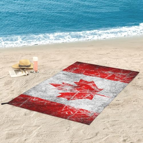 DENMER Retro Kanada Flagge schnell trocknendes Handtuch super saugfähig und leicht Mikrofaser Handtuch für Outdoor-Abenteuer und Heimgebrauch von DENMER