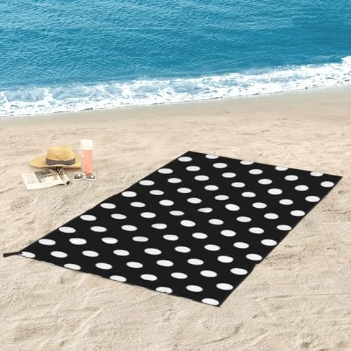 DENMER Schwarz und Weiß Polka Dots Schnell Trocknendes Handtuch Super Saugfähig Und Leicht Mikrofaser Handtuch Für Outdoor-Abenteuer Und Heimgebrauch von DENMER