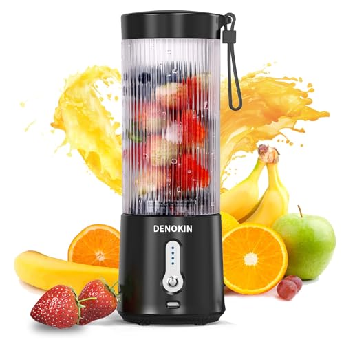 Tragbarer Mixer,Persönlicher blender für Smoothies und Shakes,USB-wiederaufladbar Mini-Saftpresse für Sport,Reisen und Küche von DENOKIN