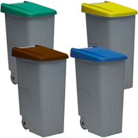 Recycelner Behälterpackung 85 Liter in 4 farbigen Behältern geschlossen. Gesamtkapazität 340 Liter. von DENOX