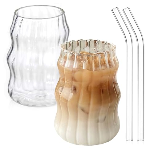DENUOTOP Gläser mit Strohhalm, 530ml Wassergläser 2er Set, Fancy Trinkgläser, Bubble Glas für Eiskaffee Latte Macchiato, Matcha Mojito Gläser, Spülmaschinenfest DENUOTOP Gläser mit Strohhalm, 530ml Wassergläser 2er Set, Fancy Trinkgläser, Bubble Glas für Eiskaffee Latte Macchiato, Matcha Mojito Gläser, Spülmaschinenfest von DENUOTOP