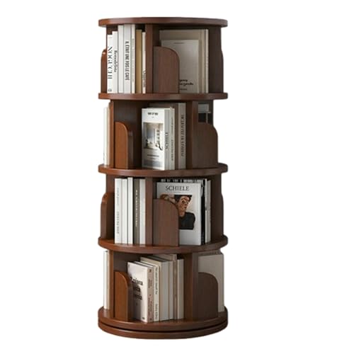 DEOPXF Drehbares Bücherregal 360° Frei Drehbar Mehrschichtige Lagerung Bücherregale Drehteller Aus Verdickter Basislegierung Stabil Und Langlebig(Walnut,130cm) von DEOPXF