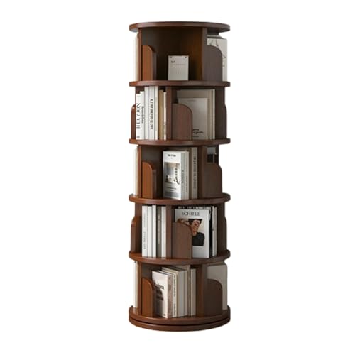 DEOPXF Drehbares Bücherregal 360° Frei Drehbar Mehrschichtige Lagerung Bücherregale Drehteller Aus Verdickter Basislegierung Stabil Und Langlebig(Walnut,162cm) von DEOPXF