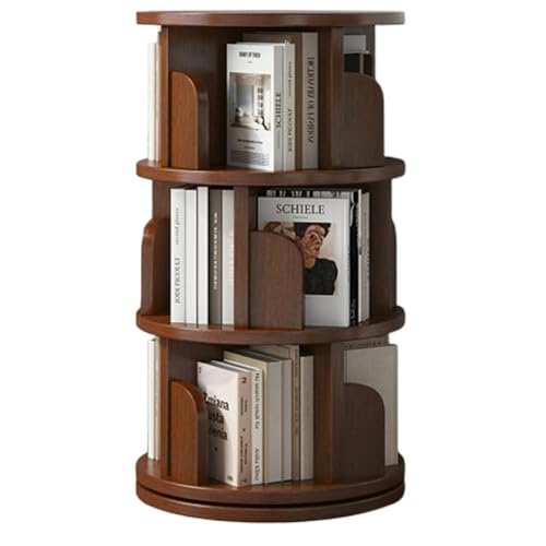 DEOPXF Drehbares Bücherregal 360° Frei Drehbar Mehrschichtige Lagerung Bücherregale Drehteller Aus Verdickter Basislegierung Stabil Und Langlebig(Walnut,98cm) von DEOPXF