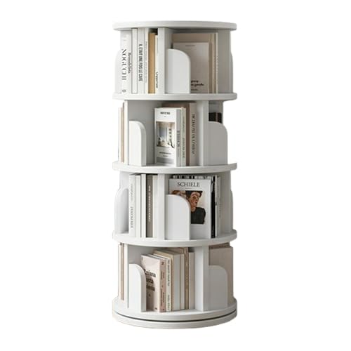 DEOPXF Drehbares Bücherregal 360° Frei Drehbar Mehrschichtige Lagerung Bücherregale Drehteller Aus Verdickter Basislegierung Stabil Und Langlebig(Weiß,130cm) von DEOPXF