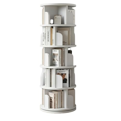 DEOPXF Drehbares Bücherregal 360° Frei Drehbar Mehrschichtige Lagerung Bücherregale Drehteller Aus Verdickter Basislegierung Stabil Und Langlebig(Weiß,162cm) von DEOPXF