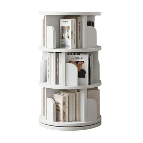 DEOPXF Drehbares Bücherregal 360° Frei Drehbar Mehrschichtige Lagerung Bücherregale Drehteller Aus Verdickter Basislegierung Stabil Und Langlebig(Weiß,98cm) von DEOPXF