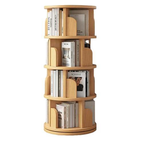 DEOPXF Drehbares Bücherregal 360° Frei Drehbar Mehrschichtige Lagerung Bücherregale Drehteller Aus Verdickter Basislegierung Stabil Und Langlebig(Wood,130cm) von DEOPXF