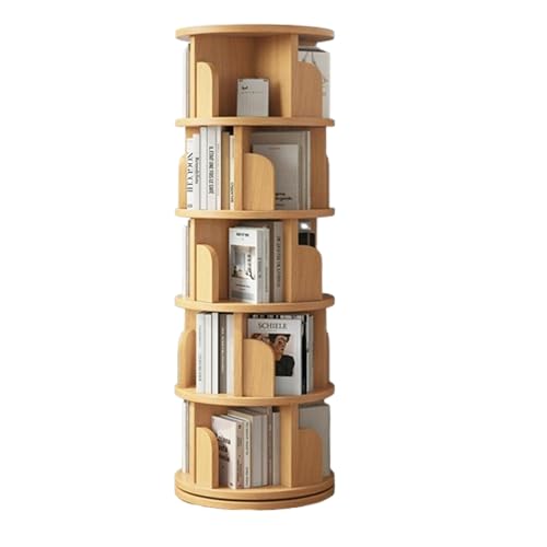 DEOPXF Drehbares Bücherregal 360° Frei Drehbar Mehrschichtige Lagerung Bücherregale Drehteller Aus Verdickter Basislegierung Stabil Und Langlebig(Wood,162cm) von DEOPXF