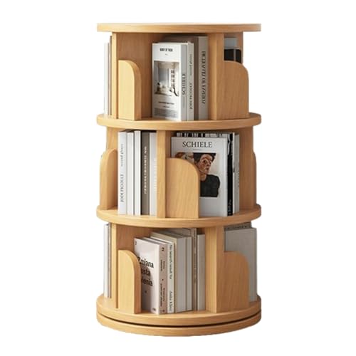 DEOPXF Drehbares Bücherregal 360° Frei Drehbar Mehrschichtige Lagerung Bücherregale Drehteller Aus Verdickter Basislegierung Stabil Und Langlebig(Wood,98cm) von DEOPXF