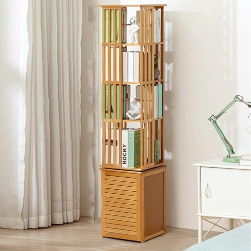 DEOPXF Drehbares Bücherregal Bambusmaterial Umweltfreundlich 360° Frei Drehbar Eckbücherregal Leicht Zu Reinigen Stabil Und Langlebig(Original Color,36x36x174cm) von DEOPXF