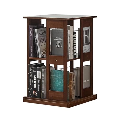 DEOPXF Drehbares Bücherregal Massivholzmaterial 360 Grad Drehbares Chassis Unterschiedliche Bodenhöhen Design Bücherregale Robust Und Langlebig(Walnut Color,2layer) von DEOPXF