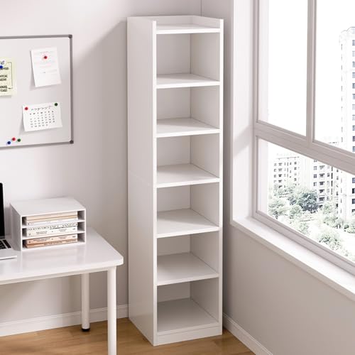 DEOPXF Drehbares Bücherregal Offene Aufbewahrung Mit Mehreren Gittern Benötigt Wenig Platz Geländerdesign Eckbücherregal Robust Und Langlebig(Weiß,30x24x180cm) von DEOPXF