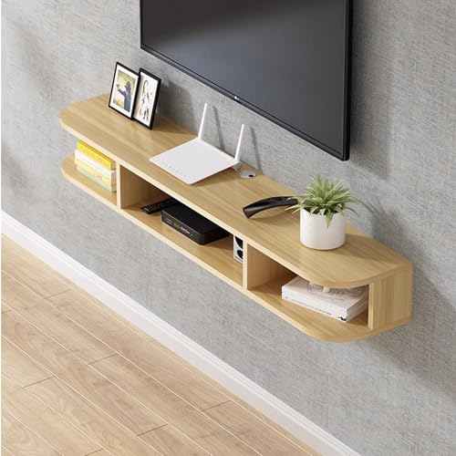 DEOPXF Hängender TV Schrank Schallwand Gewindeloch Tragend Robust Umweltfreundlich TV Board Einfache Installation Platzsparend(Light Walnut,120cm) von DEOPXF