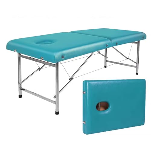 DEOPXF Massageliege Antirutschmatten Edelstahlrahmen Faltbares Therapiebett Barrenverstärkung Weich Und Bequem Nicht Leicht zu Verformen(Cyan) von DEOPXF