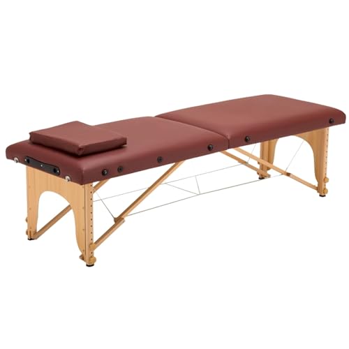 DEOPXF Massageliege Massivholzrahmen Stabil und Langlebig Nicht Leicht zu Verformen Therapiebett Höhenverstellbar rutschfeste Matten(Braun,60cm) von DEOPXF
