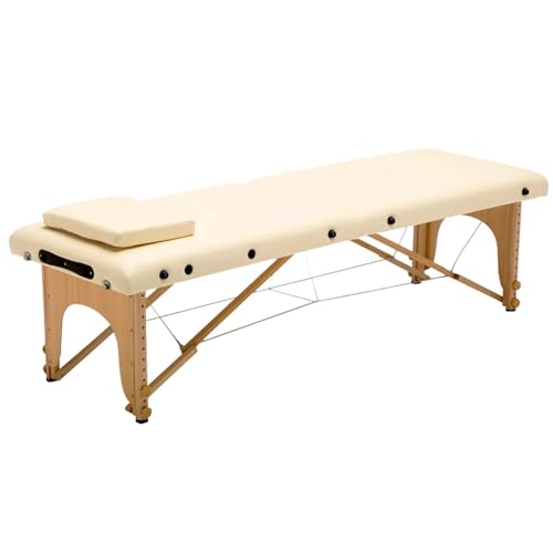 DEOPXF Massageliege Massivholzrahmen Stabil und Langlebig Nicht Leicht zu Verformen Therapiebett Höhenverstellbar rutschfeste Matten(Weiß,70cm) von DEOPXF