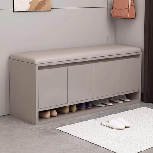 DEOPXF Schuhbank Höhenverstellbares Regal Dickes Elastisches Schwammkissen Umweltfreundliches Leder Schuhregal Holz Robust Und Langlebig(Khaki,120x35x46cm) von DEOPXF