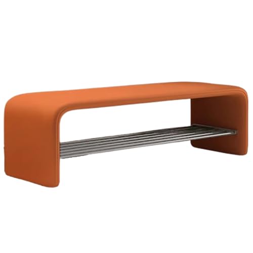DEOPXF Schuhbank Verdickter Rahmen Aus Kohlenstoffstahl Schwammkissen Schuhregal Holz Robust Und Langlebig Stabile Tragfähigkeit 200kg(Orange,100x35x40cm) von DEOPXF