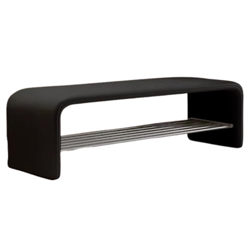DEOPXF Schuhbank Verdickter Rahmen Aus Kohlenstoffstahl Schwammkissen Schuhregal Holz Robust Und Langlebig Stabile Tragfähigkeit 200kg(Schwarz,60x35x40cm) von DEOPXF