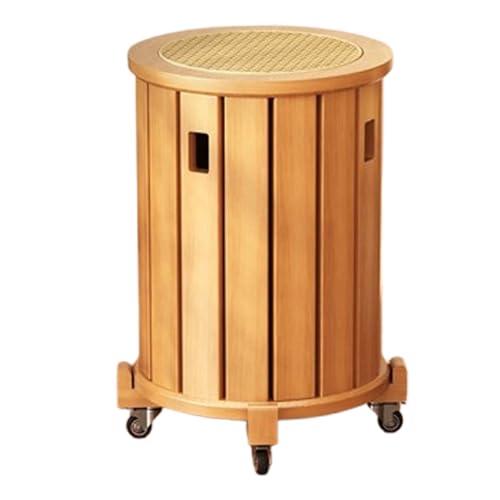 DEOPXF Stapelbare Hocker, 4er-Set mit Rollen, Stapelbare Aufbewahrungshocker aus Massivholz, Geeignet for Schlafzimmer, Esszimmer, Wohnzimmer, Konferenzraum, Büro usw.(Primary,with Wheels) von DEOPXF