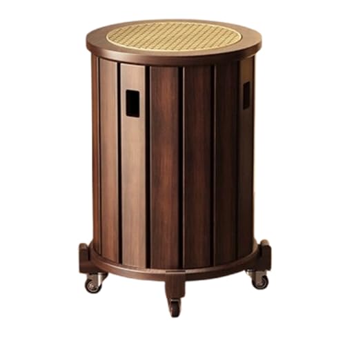 DEOPXF Stapelbare Hocker, 4er-Set mit Rollen, Stapelbare Aufbewahrungshocker aus Massivholz, Geeignet for Schlafzimmer, Esszimmer, Wohnzimmer, Konferenzraum, Büro usw.(Walnut,with Wheels) von DEOPXF
