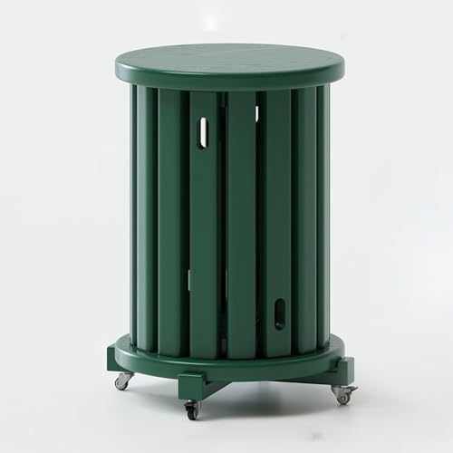 DEOPXF Stapelbare Hocker 4er Set Massivholz Geprägtes Design Schöne Textur Robuste Und Langlebige Stapelhocker 360°Universalrad Leicht Zu Bewegen Stapelbar Und Platzsparend(Grün) von DEOPXF