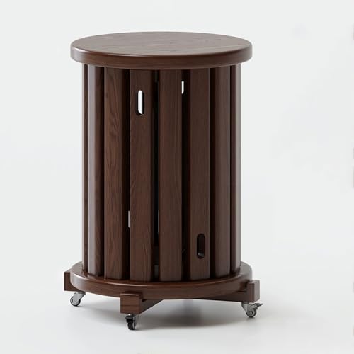 DEOPXF Stapelbare Hocker 4er Set Massivholz Geprägtes Design Schöne Textur Robuste Und Langlebige Stapelhocker 360°Universalrad Leicht Zu Bewegen Stapelbar Und Platzsparend(Walnut) von DEOPXF