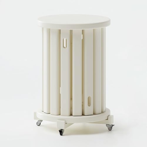 DEOPXF Stapelbare Hocker 4er Set Massivholz Geprägtes Design Schöne Textur Robuste Und Langlebige Stapelhocker 360°Universalrad Leicht Zu Bewegen Stapelbar Und Platzsparend(Weiß) von DEOPXF