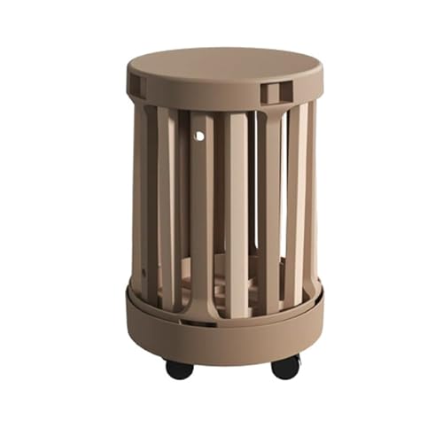 DEOPXF Stapelbare Hocker 4er Set Mit Rollen PP Material Stapelbar 360° Drehbasis 4-in-1-Holzhocker Dick Und Langlebig Leicht Zu Bewegen(Khaki+Coffee) von DEOPXF