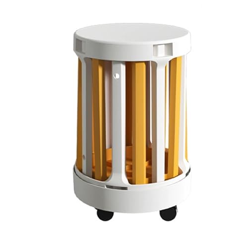 DEOPXF Stapelbare Hocker 4er Set Mit Rollen PP Material Stapelbar 360° Drehbasis 4-in-1-Holzhocker Dick Und Langlebig Leicht Zu Bewegen(White+Yellow) von DEOPXF