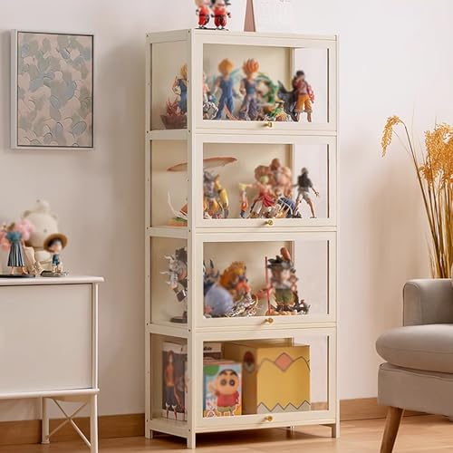 DEOPXF Vitrinenschrank Bambusmaterial DREI Seiten Transparent Versiegelt und Staubdicht Bambus Vitrine Mehrschichtige Lagerung(Four Floors,60cm) von DEOPXF