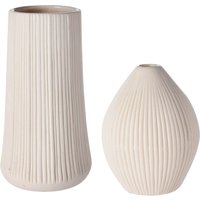 Vasen-Set Notches, 2-teilig, weiß von DEPOT