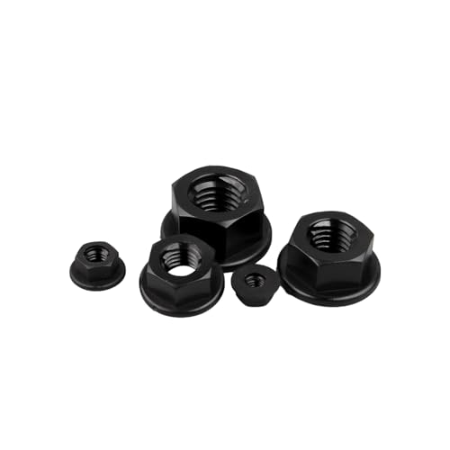 10/20/50 Stück M3 M4 M5 M6 M8 M10 Flanschmutter Nylon Kunststoff Sechskantverschluss Kunststoffmutter Schwarz Weiß(Black,M3 (50pcs)) von DEPYEE