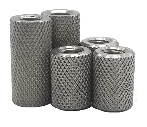 DEPYEE Lange zylindrische Rändelmutter aus Edelstahl, handgedrehte Mesh-Link-Einstellmutter M2,5 M4 M5 M6 M8 M10 M12 (5pcs, M6x20) von DEPYEE